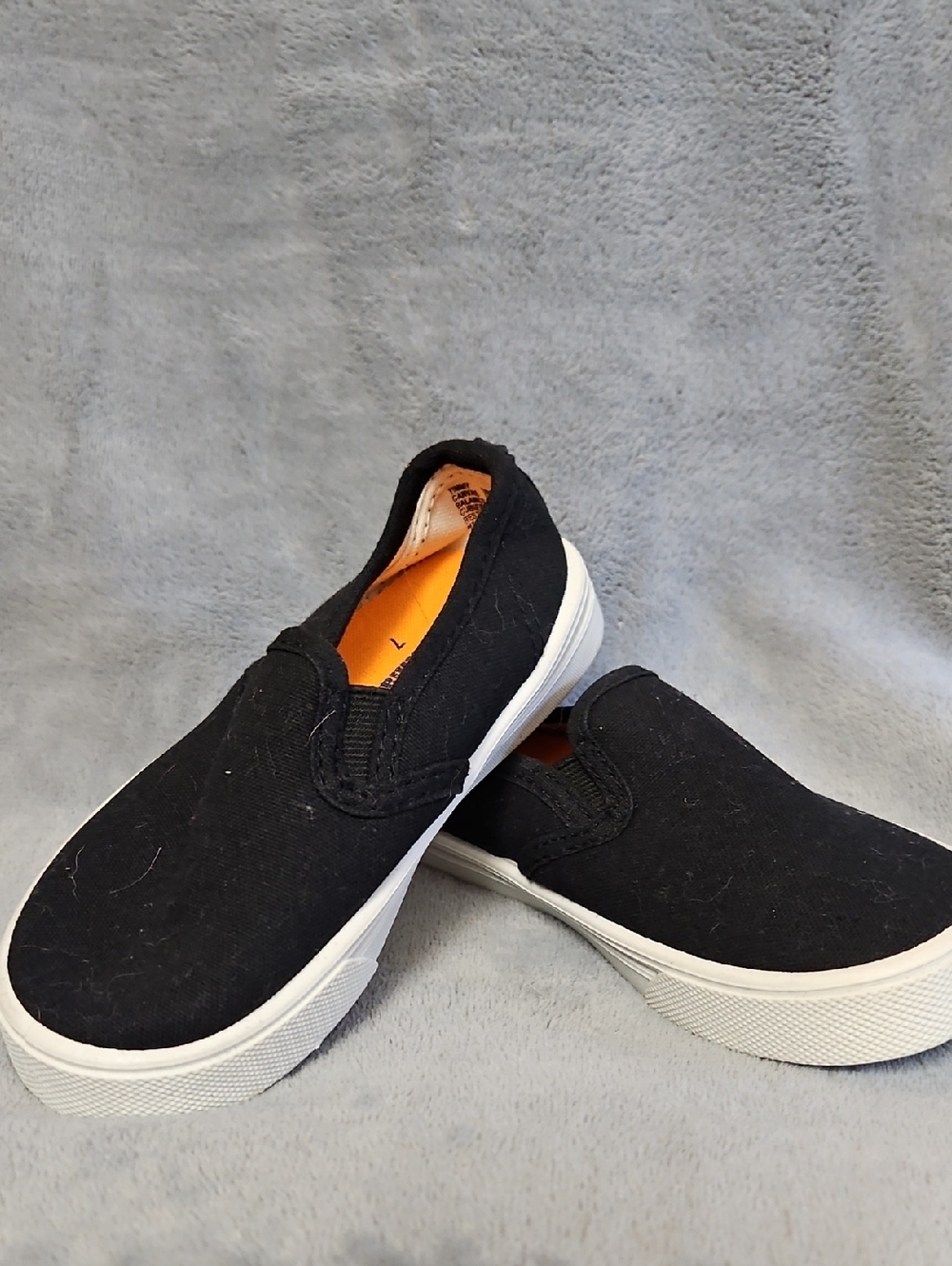 Garanimals Black Canvas Slip-On Sneakers with Orange Insole